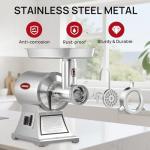 ARINOO Commercial Meat Grinder #12C, 0.9HP Heavy Duty Stainless Steel Industrial Meat Mincer w/2 Blades & Meat Pusher,Electric Meat Grinders for large batches home butchering, or small farm processing