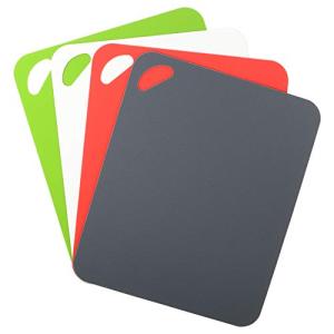 Dexas Heavy Duty Cutting Board Grippmat, Flexible Cutting Boards for Kitchen, Set of 4, Non Slip Plastic Board Cutting Mat 11.5 by 14 Inches Gray, Red, White and Green Set, Kitchen Gadgets