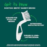 Scotch-Brite Handy Brush, Small and Durable Dish Brush with Handle for Scrubbing Hard-to-Reach Cookware, Tubs, Sinks, Car Tires, and More without Scratching, Antimicrobial, and Rinses Clean
