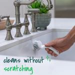 Scotch-Brite Handy Brush, Small and Durable Dish Brush with Handle for Scrubbing Hard-to-Reach Cookware, Tubs, Sinks, Car Tires, and More without Scratching, Antimicrobial, and Rinses Clean