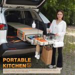 JAGAHAHA SUV Sleeping Bed Platform, Slide Out Overland Kitchen, All in One Folding Camping Table with Storage Drawer, Truck Bed Slide, Overland Gear for SUV Trunk Car Camping Essentials, Stove