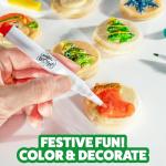 Christmas Holiday Waffle Maker w 6 Edible Food Markers- Make X-Mas Breakfast Fun w Delicious Decorated Pancakes or Waffles- Electric Nonstick Waffler Iron, Fun Gift for Kids & Adults, Family Activity