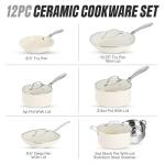 Gotham Steel 12 Pc Ceramic Cookware Set Nonstick, Ceramic Pots and Pans Set Non Stick with Steamer for Cooking, Non Toxic PFOA PFOS Free, Premium Stay Cool Handles, Oven & Dishwasher Safe