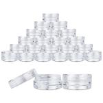 Beauticom 3g/3ml (0.1 Fl Oz) Round Clear Plastic Jars with Round Top Lids for Creams, Lotions, Powders, Glitters, and more... (Color: Clear Lid, Quantity: 50 Pieces)