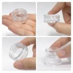 Beauticom 3g/3ml (0.1 Fl Oz) Round Clear Plastic Jars with Round Top Lids for Creams, Lotions, Powders, Glitters, and more... (Color: Clear Lid, Quantity: 50 Pieces)