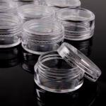 Beauticom 3g/3ml (0.1 Fl Oz) Round Clear Plastic Jars with Round Top Lids for Creams, Lotions, Powders, Glitters, and more... (Color: Clear Lid, Quantity: 50 Pieces)