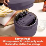 bella 3.5 Qt Hand & Stand Mixer, 2 in 1 Electric Mixer with Bowl, Dough Hook, Whisk & Egg Beater, Multifunctional Handheld Mixer for Baking, 200 Watt, Plum