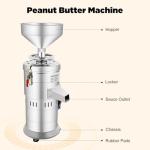 GSHIOIO 1100W Peanut Butter Maker Machine 110V Electric Nut Butter Machine Low Noise Household/Commercial Stainless Steel Sesame Sauce Grinder for Groundnut, Almond, Cashew Nut and Sesame