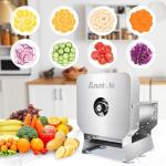 Anatole Electric Vegetable Slicer Commercial Fruit Cutter Stainless Steel 0-0.4'' Thickness Adjustable with Manual Mode for Tomato Onion Potato Cabbage Lime Orange