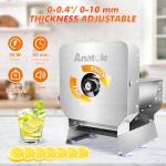 Anatole Electric Vegetable Slicer Commercial Fruit Cutter Stainless Steel 0-0.4'' Thickness Adjustable with Manual Mode for Tomato Onion Potato Cabbage Lime Orange