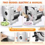 Anatole Electric Vegetable Slicer Commercial Fruit Cutter Stainless Steel 0-0.4'' Thickness Adjustable with Manual Mode for Tomato Onion Potato Cabbage Lime Orange