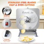 Anatole Electric Vegetable Slicer Commercial Fruit Cutter Stainless Steel 0-0.4'' Thickness Adjustable with Manual Mode for Tomato Onion Potato Cabbage Lime Orange