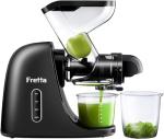 Fretta Juicer Machines, Cold Press Juicer, BPA Free Masticating Juicer Machines Vegetable and Fruit, 3-Inch Wide Feeding Chute, Easy to Clean,Quiet and Strong DC Power, 200W(Black)
