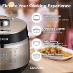 CUCKOO High Pressure Rice Cooker 3-Cup Uncooked / 6-Cup Cooked with Induction Heating Technology, Small Rice Maker with 16 Menu Options and Steam Plate, Voice Guide, Gold (CRP-EHSS0309F)