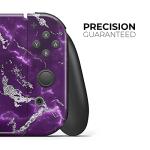 Design Skinz - Compatible with Nintendo Switch OLED Console Bundle - Skin Decal Protective Scratch-Resistant Removable Vinyl Wrap Cover - Purple Marble & Digital Silver Foil V2