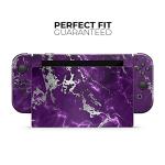 Design Skinz - Compatible with Nintendo Switch OLED Console Bundle - Skin Decal Protective Scratch-Resistant Removable Vinyl Wrap Cover - Purple Marble & Digital Silver Foil V2