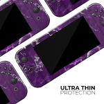 Design Skinz - Compatible with Nintendo Switch OLED Console Bundle - Skin Decal Protective Scratch-Resistant Removable Vinyl Wrap Cover - Purple Marble & Digital Silver Foil V2