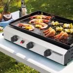 ADREAK 3 Burner BBQ Gas Griddle, 25.6 Inch Stainless Steel Tabletop Portable Propane Griddle, 30,000 BTU Flat Top Grill for Camping