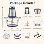 KOIOS Food Processor, 500W Electric Food Chopper with 2 Bowls (8 Cup+8 Cup) & 2 Bi-Level Blades&, Small Electric Grinder Meat Processor for Nuts, Meat, Onion, Garlic, Baby Food, Blue