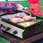 ADREAK 3 Burner BBQ Gas Griddle, 25.6 Inch Stainless Steel Tabletop Portable Propane Griddle, 30,000 BTU Flat Top Grill for Camping