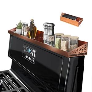STUTOV 30" Magnetic Stove Top Shelf – Brushed Copper Spice Rack and Seasoning Organizer – Kitchen Shelf for Back of Stove – Over Stove Rack and Storage Organizer