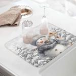 Christmas Snowman Dish Drying Mat for Kitchen Counter Grey Snowflake Drying Pad Absorbent Drying Mats for Countertops Sinks Draining Racks Pine Tree Berry Drainer Xmas Holiday Decor 18x24 Inch