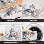 Christmas Snowman Dish Drying Mat for Kitchen Counter Grey Snowflake Drying Pad Absorbent Drying Mats for Countertops Sinks Draining Racks Pine Tree Berry Drainer Xmas Holiday Decor 18x24 Inch