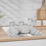 Christmas Snowman Dish Drying Mat for Kitchen Counter Grey Snowflake Drying Pad Absorbent Drying Mats for Countertops Sinks Draining Racks Pine Tree Berry Drainer Xmas Holiday Decor 18x24 Inch