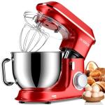 DOBBOR Electric Stand mixer, 9.5QT 660W 7 Speeds Tilt-Head Dough Mixers, Bread Mixer with Dough Hook, Whisk, Beater, Splash Guard for Baking Bread, Cake, Cookie, Pizza, Muffin, Salad and More - Red