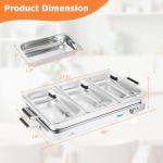 Giantex Buffet Server & Electric Food Warmer, 2-in-1 Food Warming Tray, Adjustable Temperature, 3 Food Pans with Lids, Dishwasher Safe, 8 QT Stainless Steel Chafing Dishes for Parties Holiday Events