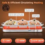 Giantex Buffet Server & Electric Food Warmer, 2-in-1 Food Warming Tray, Adjustable Temperature, 3 Food Pans with Lids, Dishwasher Safe, 8 QT Stainless Steel Chafing Dishes for Parties Holiday Events