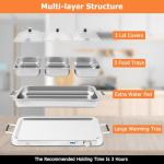 Giantex Buffet Server & Electric Food Warmer, 2-in-1 Food Warming Tray, Adjustable Temperature, 3 Food Pans with Lids, Dishwasher Safe, 8 QT Stainless Steel Chafing Dishes for Parties Holiday Events