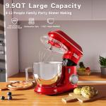 DOBBOR Electric Stand mixer, 9.5QT 660W 7 Speeds Tilt-Head Dough Mixers, Bread Mixer with Dough Hook, Whisk, Beater, Splash Guard for Baking Bread, Cake, Cookie, Pizza, Muffin, Salad and More - Red