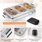 Giantex Buffet Server & Electric Food Warmer, 2-in-1 Food Warming Tray, Adjustable Temperature, 3 Food Pans with Lids, Dishwasher Safe, 8 QT Stainless Steel Chafing Dishes for Parties Holiday Events