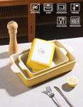 Sweejar Ceramic Bakeware Set, Rectangular Baking Dish for Oven Lasagna Pans for Cooking, Kitchen, Cake Dinner, Banquet and Daily Use, 11.8 x 7.8 x 2.76 Inches of Casserole Dishes (Yellow)