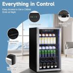 Erivess 3.1 Cubic Feet Mini Fridge,110 Can Freestanding Beverage Refrigerator with Glass Front Door for Soda, Beer Under Counter Small Refrigerator with Adjustable Shelves and Digital Display(Silver)