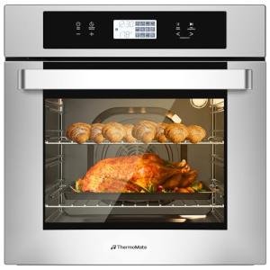 ThermoMate 24 Inch Electric Wall Oven, ETL Certified, 2.6 Cu.Ft. Convection Ovens with 12 Functions, 3D Heating, 3100W, Sensor Touch Control, Safety Lock, Stainless Steel