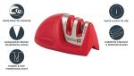 KitchenIQ 50883 - Edge Grip 2-Stage Knife Sharpener - Red - Coarse & Fine Sharpeners - Compact - Stable Non-Slip Base - Soft Grip Rubber Handle - Straight & Serrated Knives