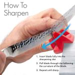 KitchenIQ 50883 - Edge Grip 2-Stage Knife Sharpener - Red - Coarse & Fine Sharpeners - Compact - Stable Non-Slip Base - Soft Grip Rubber Handle - Straight & Serrated Knives