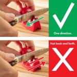 KitchenIQ 50883 - Edge Grip 2-Stage Knife Sharpener - Red - Coarse & Fine Sharpeners - Compact - Stable Non-Slip Base - Soft Grip Rubber Handle - Straight & Serrated Knives