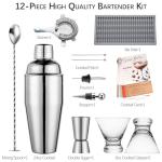 USEEKRIL Travel Martini Kit with 2 Glasses,Travel Bartender Kit with Case Recipe Cards, Cocktail Shaker Set for Cocktail Mixer,Martini Gift Shaker Set for Home Outdoor Party