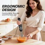 Immersion Blender Handheld, Corded Electric Blenders Portable Stick Mixer with 2 Mixing Speed and Stainless Steel Blades Emulsifier for Effortless Blending Soup, Smoothies, Puree or Baby Food