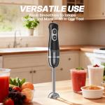 Immersion Blender Handheld, Corded Electric Blenders Portable Stick Mixer with 2 Mixing Speed and Stainless Steel Blades Emulsifier for Effortless Blending Soup, Smoothies, Puree or Baby Food