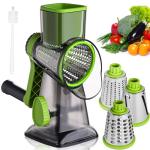 HANSGO Rotary Cheese Grater, Cheese Shredder, Labor-Saving Handle, Strong Suction Base, 3 Changeable Blades for Harder Cheeses, Vegetable, Nuts, Chocolate, Fruits, Safe & Easy to Clean