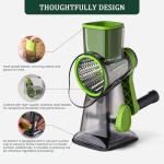 HANSGO Rotary Cheese Grater, Cheese Shredder, Labor-Saving Handle, Strong Suction Base, 3 Changeable Blades for Harder Cheeses, Vegetable, Nuts, Chocolate, Fruits, Safe & Easy to Clean