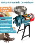 NAIZEA NAIZEA Electric Grain Mill Grinder Corn Grinder, 3000W 110V Commercial Flour Mill Machine with Funnel, Feed Grinders for Corn, Wheat, Rice, Cereals,Molino de Maiz Electrico (Dry Grinders)