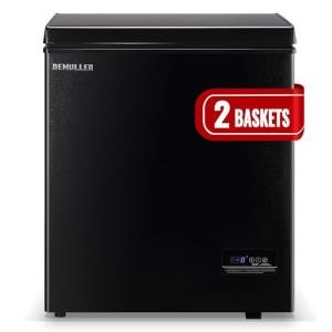 Chest Small Freezer with Electronic Control 41℉ to -15 ℉ Freestanding Deep Mini Freezers with 2 Removable Stainless Steel Basket Top Open Door BLACK
