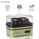 Evoloop Rapid Egg Cooker Electric 6 Eggs Capacity, Soft, Medium, Hard Boiled, Poacher, Omelet Maker Egg Poacher With Auto Shut-Off, BPA Free (Green)