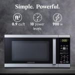 Farberware 0.9 Cu. Ft. Countertop Microwave Oven – 900 Watts Power, Auto Cook Settings, Defrost, Easy Clean and Child Safety Lock-Stainless and Black, Stainless Steel