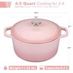 VORRINGARD Enameled Cast Iron Dutch Oven Pot with Lid, for Bread Baking, Round Bread Oven- include Sourdough Bread Baking Supplies set, 4.5QT, Pink